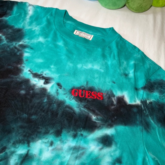 Guess Multicolour Tie Dye Graphic Tee - Y2K Retro Streetwear - Women's Medium - Picture 2 of 5